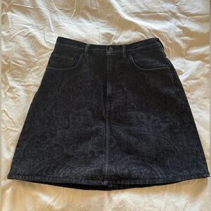 Acne Black Paisley A-Line Denim Skirt